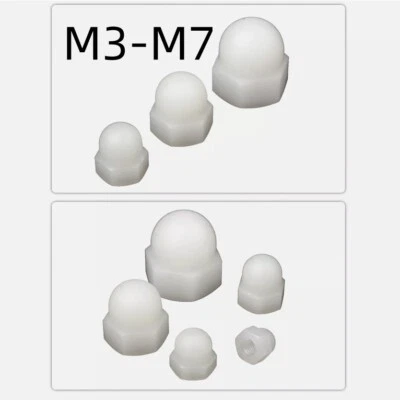 20* Nylon Hutmutter M3 M4 M5 M6 M7 hohe Form Nylon-Kunststoff Hutmuttern Muttern - Bild 1 von 4
