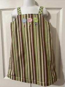 Chez Ami Multicolor Stripe Jumper Dress with Embroidered Lollipops Size 5 - Picture 1 of 12