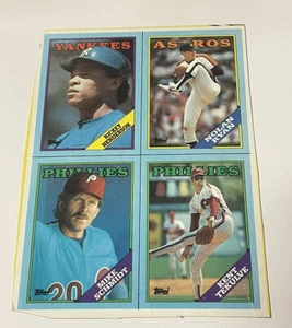1988 Topps Box Bottom Panel Henderson/Ryan/Schmidt/Tekulve - Bild 1 von 2
