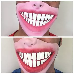 FUNNY HALF FACE BIG TEETH VENEERS RYLAN SMILE MASK LATEX FANCY DRESS STAG PARTY - Picture 1 of 9