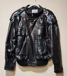 Vintage French CLAUDE MONTANA Pour Ideal Cuir Genuine Sheep Leather Jacket Sz 54 - Picture 1 of 11