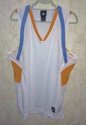 ADIDAS Mesh White Orange Sky Blue Basketball Jersey Game Practice NEW Mens S M Foto 1 de 3