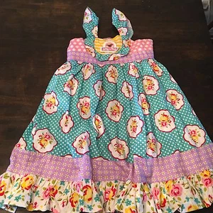 Jelly The Pug Polka Dot Floral Ruffle Tank dress Sz 10 New!! - Picture 1 of 5