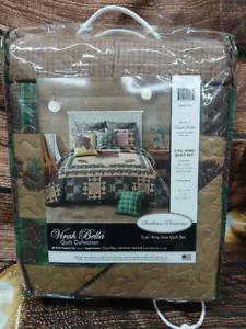 Virah Bella - Brown Pinecones Rustic - Lightweight Reversible Quilt Set - KING - Picture 1 of 2
