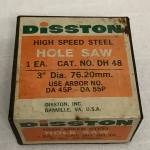 Vintage Disston Hole Saw 3" High Speed Steel USA 76.20 mm No. DH48 Original Box - Picture 1 of 8