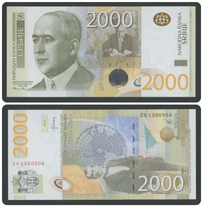 🔴SERBIA 2000 Dinara 2012 UNC P61b Serie prefijo ZA * REPUESTO🔴 - Imagen 1 de 4