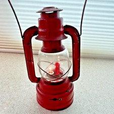 E1718C~ Red Metal & Glass Mini Battery Operated Light Lamp / Hazard Light Vntg