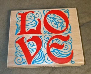INKADINKADO LOVE 4740 Rubber Stamp Letters Wood Mounted Scrapbook Card Making - Picture 1 of 4