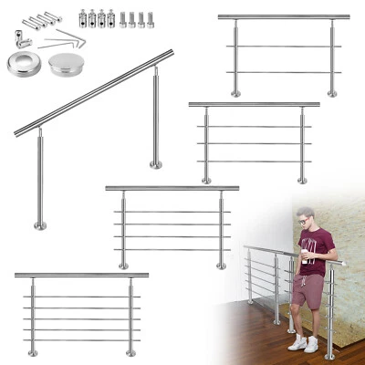 Edelstahl Treppengeländer Geländer mit Querstab Handlauf Brüstung Treppe Bausatz - Bild 1 von 4
