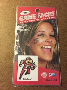 OHIO STATE BUCKEYES Colorful Brutus  Face Tattoo 4 pack Temporary Easy 2 Use NEW - Picture 1 of 2