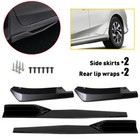 4X Splitters Lip+Rear Lip Car Side Skirt Rocker Wings Diffuser Spoiler Universal