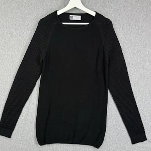 Leif Nelson Pullover Herren L Large schwarz Strick leicht gerippte Ärmel Steampunk - Bild 1 von 8