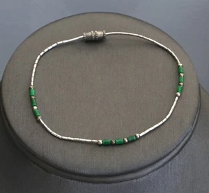 Vintage 925 Sterling Silber Indianer Stil Dreifach Malachit Perlen Armband - Bild 1 von 5