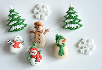 Jack Frost Button Embellishments / Mixed Snowman ~ Trees ~ Snowflakes - Image 1 of 3
