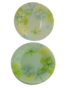 Set (6) Luminarc Grüne Ode Blumen Salat Dessert Teller 7 3/4" Hartglas - Bild 1 von 2