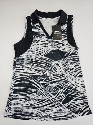 Polo de tenis de golf Slazenger para mujer sin mangas negro blanco talla XS nuevo Foto 1 de 4