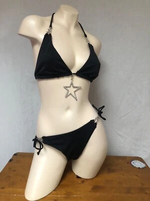 Traje de Festival Rock Chic Cadena Estrella Bikini Negro Reino Unido 8 10 Reino Unido Vendedor Años 90 Foto 1 de 4
