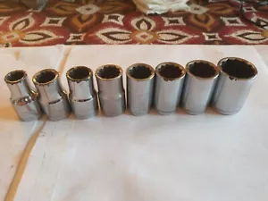 VINTAGE CRAFTSMAN SOCKETS. 1/2" DRIVE 12 POINT METRIC. 10 - 22MM. 8 PIECE. USA - Picture 1 of 11