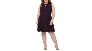 Womens Plus Size Dress Danny & Nicole Plum Lace Cutout Neck Sleeveless 24W - Picture 1 of 9