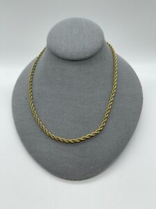 Collier chaîne corde torsadée estampillé Corée ton or VINTAGE années 80 costume bijoux