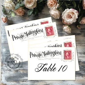TARJETAS DE MESA DE BODA POSTALES DE CORREO PRIVADO DE DOBLE O SOLA CARA #33 - Imagen 1 de 9