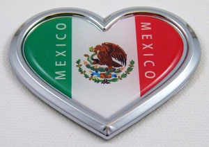 Mexico HEART Flag Chrome Emblem Car Decal 3D Sticker Badge Bumper Mexican - Imagen 1 de 1