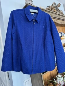 BRIGGS NY SZ 2x JACKET Blue Sweater SPRING WEIGHT FRONT ZIP VTR Includes Pin - Picture 1 of 10