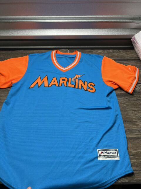 Majestic Authentic MLB Miami Marlins Weaver 86 Orange Jersey Mens 46 L Sewn