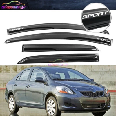 Apto para 07-13 Toyota Yaris Sedán Estilo Mugen Ventana Visera Pantalla con Blanco SPORT Foto 1 de 4