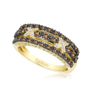 LeVian 14K Yellow Gold H-I SI3 White Diamond 0.59 cts Band Ring Size 6.5 - Picture 1 of 1