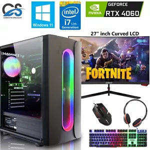 RTX Gaming PC Bundle 27'' Curved i7 12700KF 32GB DDR4 8GB RTX 4060 1TB M.2 Win11 - Picture 1 of 11