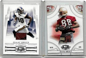 ISAAC BRUCE 2007,08 DONRUSS THREADS DUAL GAME USED 2 COLOR BALL CARDS-S.F./ST.L - Picture 1 of 1