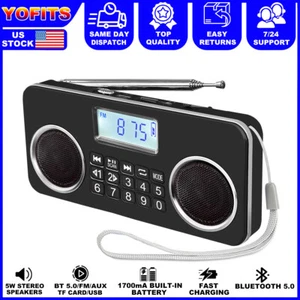 Rechargeable Portable FM Radio Digital LCD Screen w/ 2*5W Stereo & Bluetooth 5.0 - Picture 1 of 9