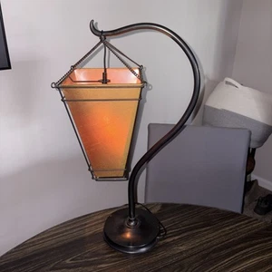 Retired Pottery Barn Medina Style Rustic Table Lamp Hanging Silk Shade - Picture 1 of 6