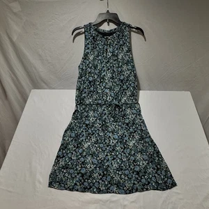 Vestido Loft Petites Negro Azul Floral Cerradura Línea A Forrado Corbata Cinturón Talla LP Grande - Imagen 1 de 21