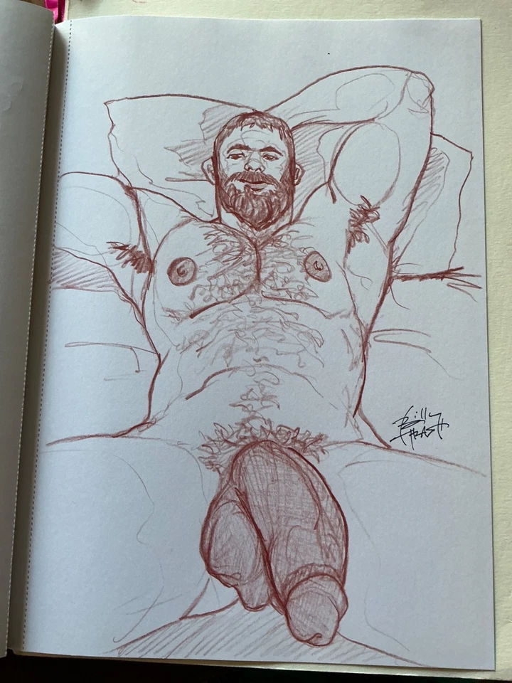 Hk80 Muscle hunk figure drawing illustration Billy thrash beefcake gay int - Image 1 of 1