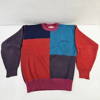 Genuine Bugle Boy Mens Size Large Color Block Sweater Vtg - Image 1 of 4
