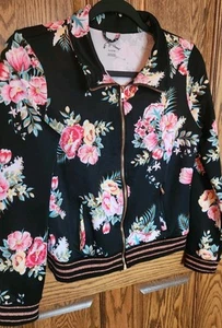 Girls Art Class Black Floral Zip Up Jacket - Size XL (14/16) - Picture 1 of 6