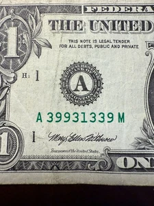 Fancy Trinary & Bookends $1 Bill • Rare Serial • Cool Find • Collectible Note - Picture 1 of 4