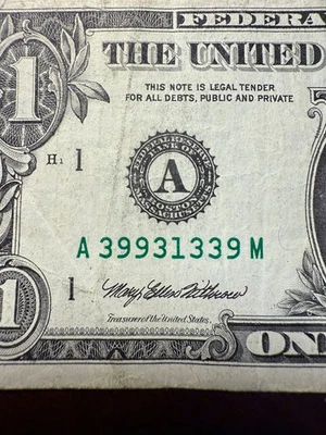 Fancy Trinary & Bookends $1 Bill • Rare Serial • Cool Find • Collectible Note - Image 1 of 4