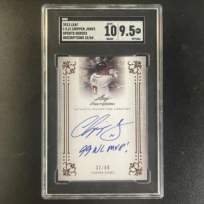 2013 Leaf Chipper Jones “99 NL MVP” Inscription Auto /60 SGC 9.5/10 Braves - Image 1 of 2