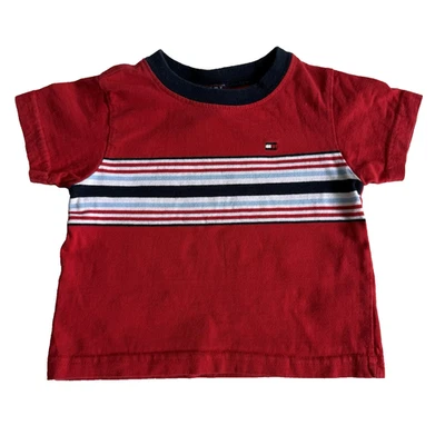 Camisa De Colección Y2K Tommy Hilfiger Bebé Niño Rojo Blanco Azul Rayas Americana Talla 3-6M Foto 1 de 4