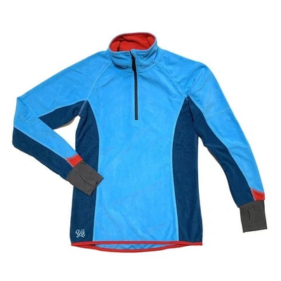 Pullover para mujer Yo Colorado manga larga polar cuarto cremallera azul y rojo XL Foto 1 de 4