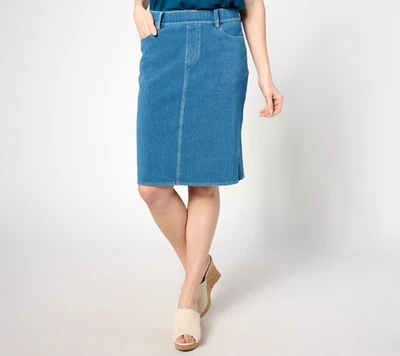 Falda para mujer Susan Graver talla 4 Cool Touch o lavado oscuro Denim azul A645796 Foto 1 de 4