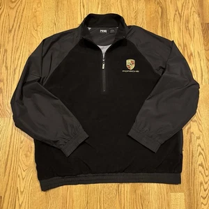 PING Golf Zip Up Pullover Lined Fleece Jacket Mens Size Large Black Porsche Logo - Picture 1 of 11