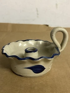 Williamsburg Pottery Factory Earthenware Salt Glazed Chamber Candle Holder USA - Picture 1 of 7