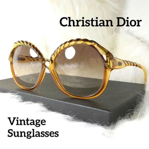 Vintage Christian DIOR oversize sunglasses Amber Brown glasses Germany 70s Pink - Picture 1 of 16