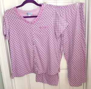 WEICHES BEQUEMES LILA mit SPITZE & BAND HIMMLISCHER TRAUM CAPRI PYJAMA SET GRÖSSE M (8-10) - Bild 1 von 5