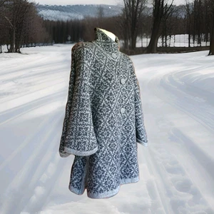 Alpaca Cloak Button Up Poncho Cardigan Cape Gray One Size Made in Peru - Picture 1 of 14