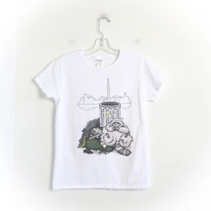 Unique Toronto Raccoon print graphic tee fun women's t-shirt white trash panda M - Picture 1 of 5
